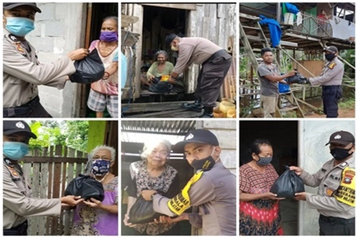 HUT Bhayangkara Ke-74: Polsek Dabo Singkep Bagikan Sembako