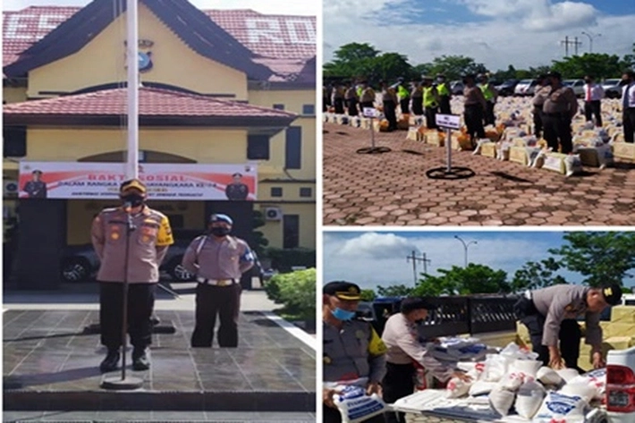 Bhayangkara Ke-74: Polres Rohil Bagi 1000 Paket Sembako