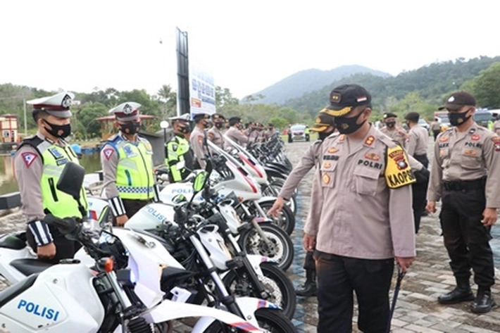 Jelang Operasi Mantap Praja, Polres Lingga Gelar Apel Pemeriksaan Kenderaan Dinas