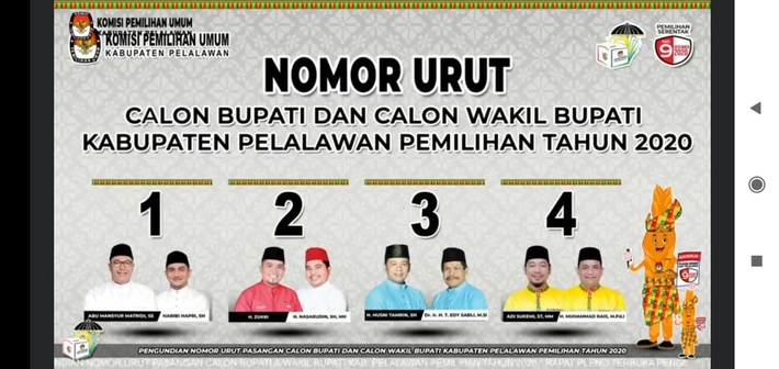 4 Paslon Bupati-Wabup Pelalawan Terima Nomor Urut Pilkada