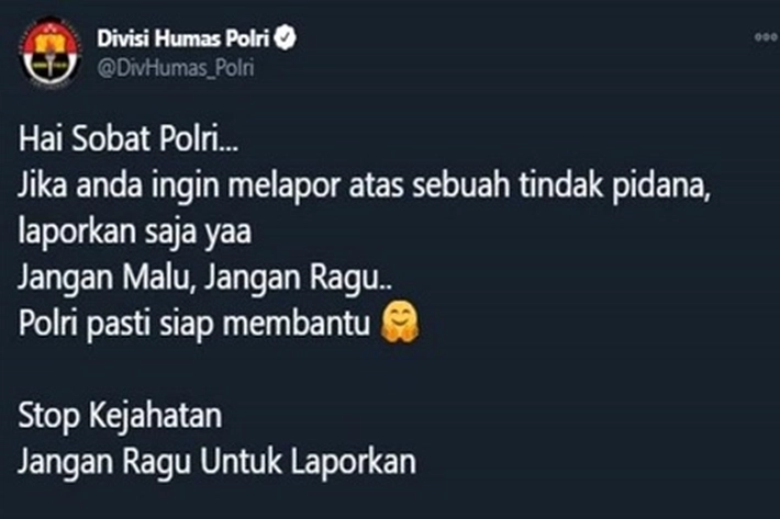 Cuitan Akun Divisi Humas Polri Ajak Warga Jangan Percaya Dukun