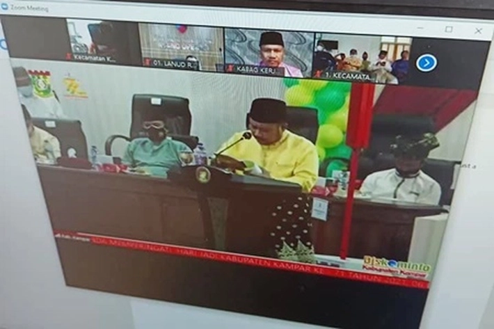 Memperingati Hari Jadi Kabupaten Kampar Ke-71 Melalui Virtual Zoom Meeting