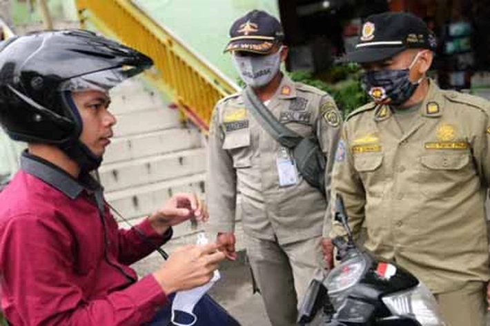 Razia Masker Banyak yang Terjaring di Pangkalan Kerinci