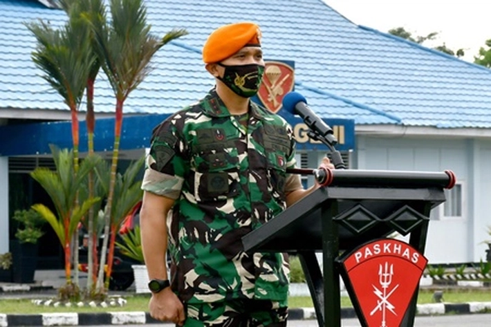 Danyanko 462 Paskhas Pimpin Apel Penyambutan Purna Tugas Satpamwal Denma Mabes TNI