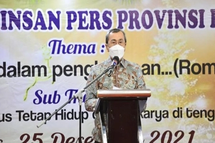 Hadiri Perayaan Natal Wartawan, Gubri Singgung 'Mental dan Spritual Kunci dalam Pembangunan'