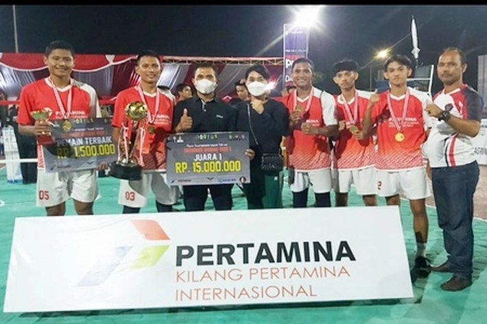 Pertamina Juara di Turnamen Sepak Takraw Se-Riau
