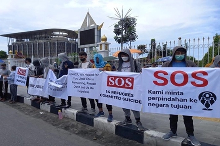 Ratusan Pengungsi Afghanistan di Pekanbaru Demo Minta Pindah ke Negara Ketiga