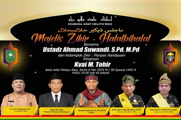 LAM Riau Selenggarakan Majelis Zikir dan Halalbihalal yang Dihadiri Ustadz Ahmad Sawandi