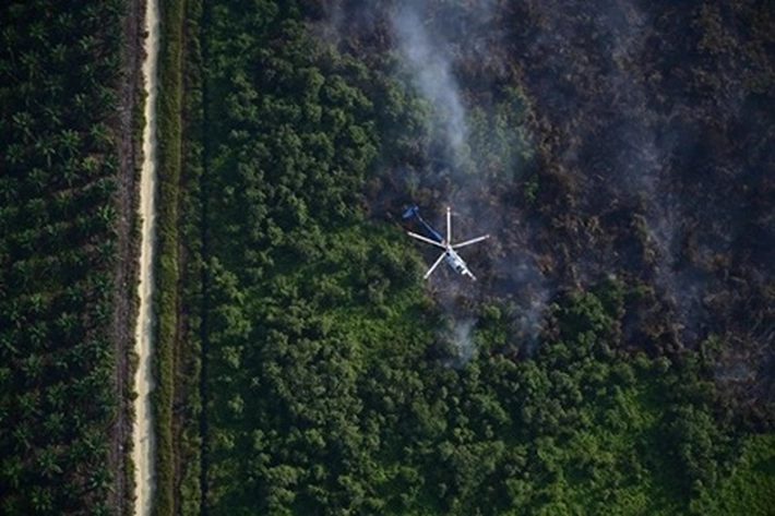 Lanud Roesmin Nurjadin Terbangkan Heli H225M/Caracal untuk Pantau Karhutla di Riau