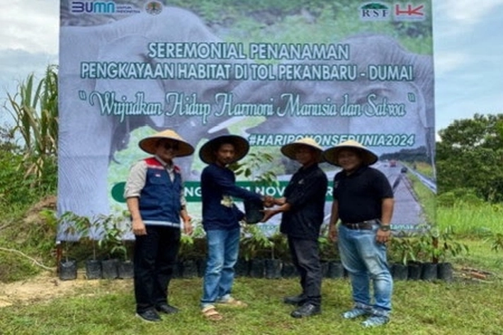 Hutama Karya Kerjasama dengan BBKSDA Riau Siapkan 7 Ribu Bibit Pohon untuk Pakan Gajah di Tol Permai