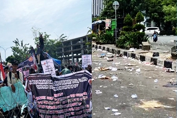 AMMP Kepung Kantor Gubernur Riau untuk Tolak Relokasi Kawasan TNTN, 'Usai Demo Tinggalkan Sampah di Jalan Protokol'