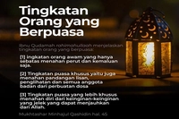 Tiga Tingkatan Orang yang Berpuasa di Bulan Ramadhan