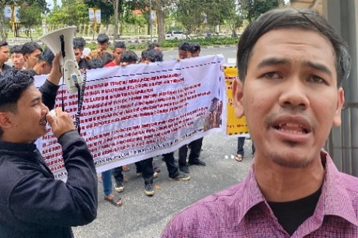Aliansi Mahasiswa dan Pemuda Peduli Anti Korupsi Riau Serahkan Berkas Dugaan Penyimpangan Perguruan Tinggi ke Kejati Riau