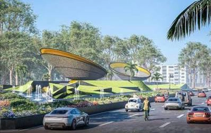 Desain Arsitektur Flyover Simpang Garuda Sakti Panam Penuh Ornamen Melayu