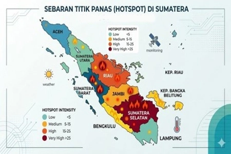 Sebaran Hotspot di Sumatera 2.731, Riau Catat 9 Titik
