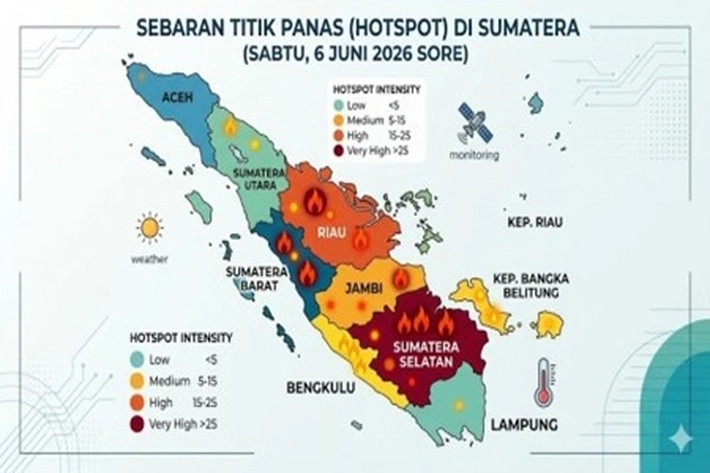 Sebaran Hotspot di Sumatera 2.731, Riau Catat 9 Titik