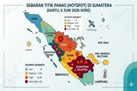 Sebaran Hotspot di Sumatera 2.731, Riau Catat 9 Titik