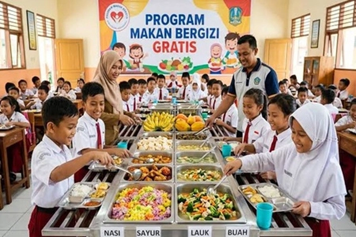 Makan Bergizi Gratis Prasmanan di Uji Coba yang Diklaim Lebih Sedikit Sisakan Makanan